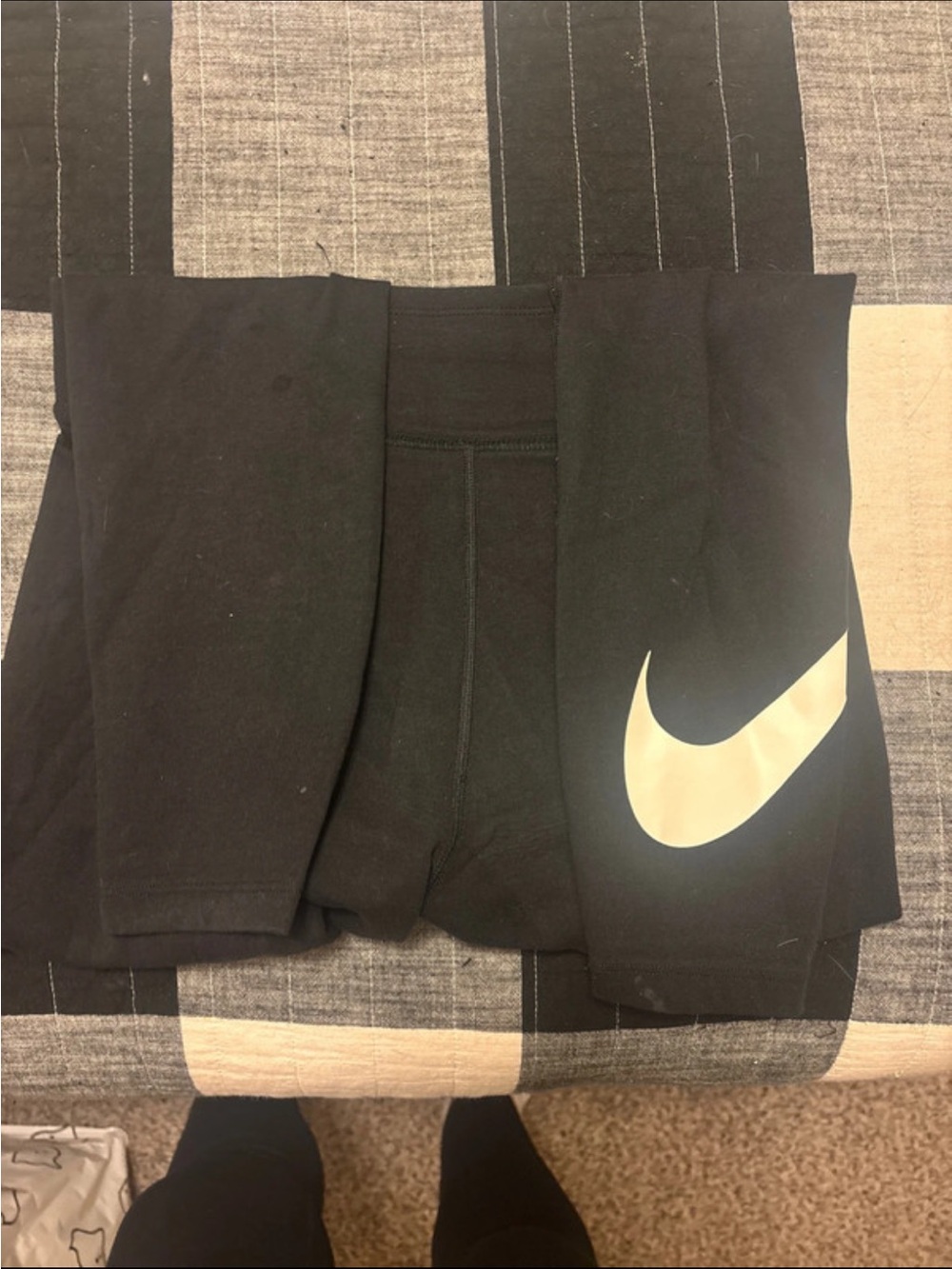 Nike Black Leggings with Swoosh Accent size medium